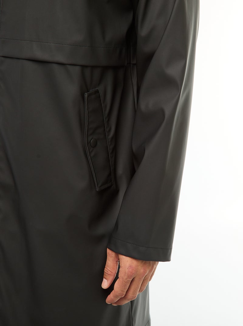 Parka déferlante longue à capuche Noir - Kiabi