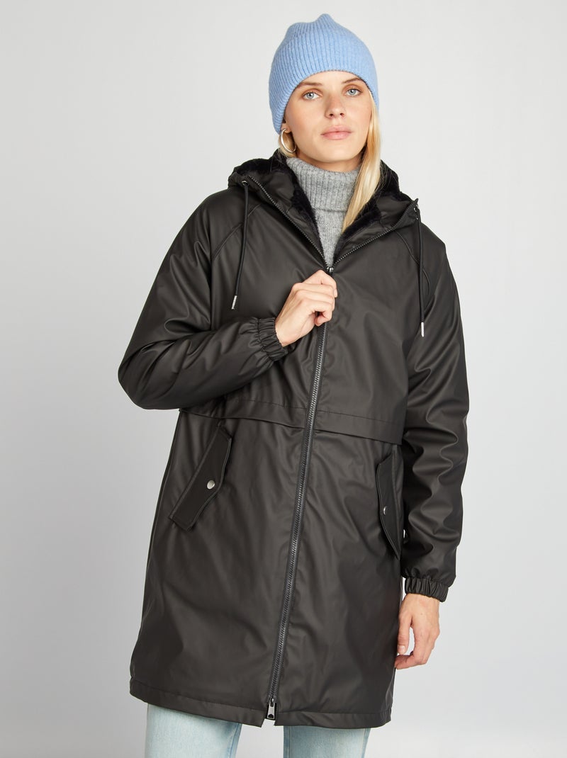 Parka déperlant noir - Kiabi