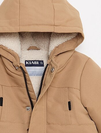 Parka déperlante à capuche avec doublure effet moutonné