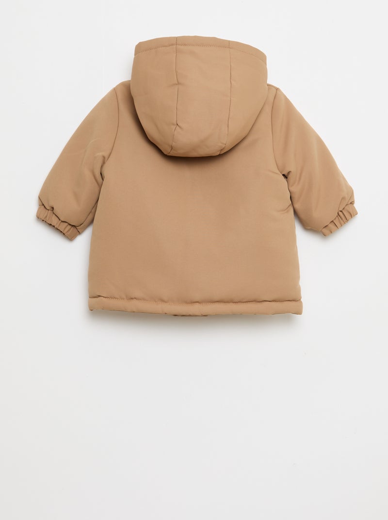 Parka déperlante à capuche avec doublure effet moutonné Beige - Kiabi
