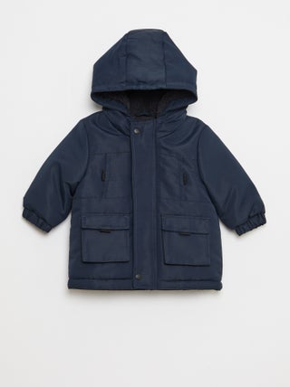 Parka déperlante à capuche avec doublure effet moutonné