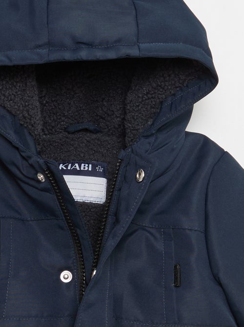 Parka déperlante à capuche avec doublure effet moutonné - Kiabi