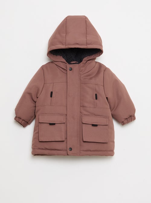 Parka déperlante à capuche avec doublure effet moutonné - Kiabi