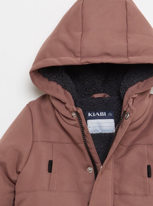 Parka déperlante à capuche avec doublure effet moutonné - Kiabi