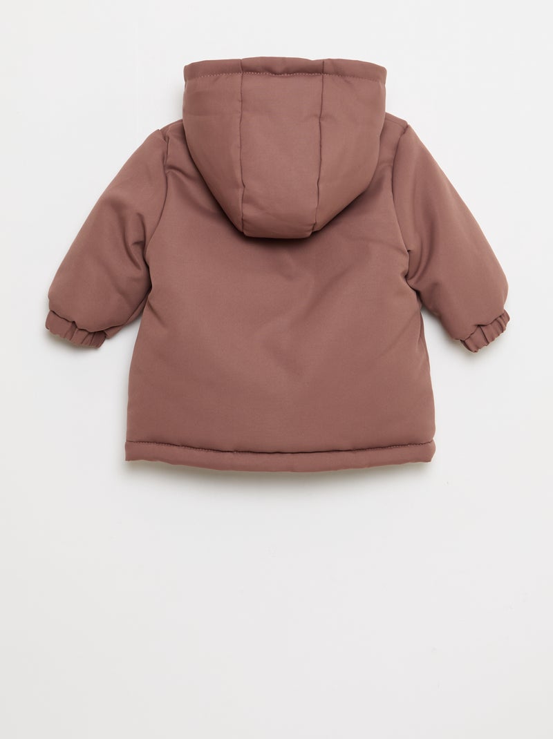 Parka déperlante à capuche avec doublure effet moutonné Marron - Kiabi