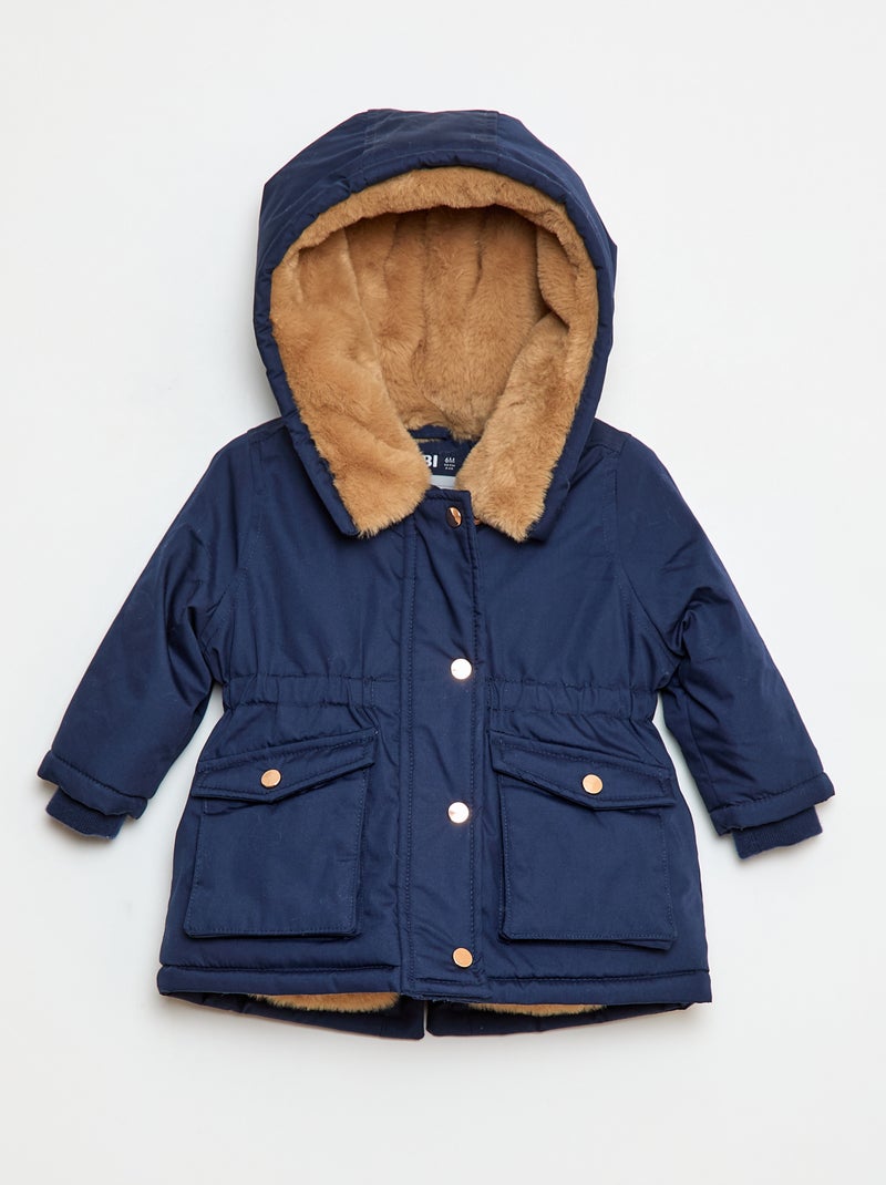 Parka déperlante à capuche Bleu marine - Kiabi