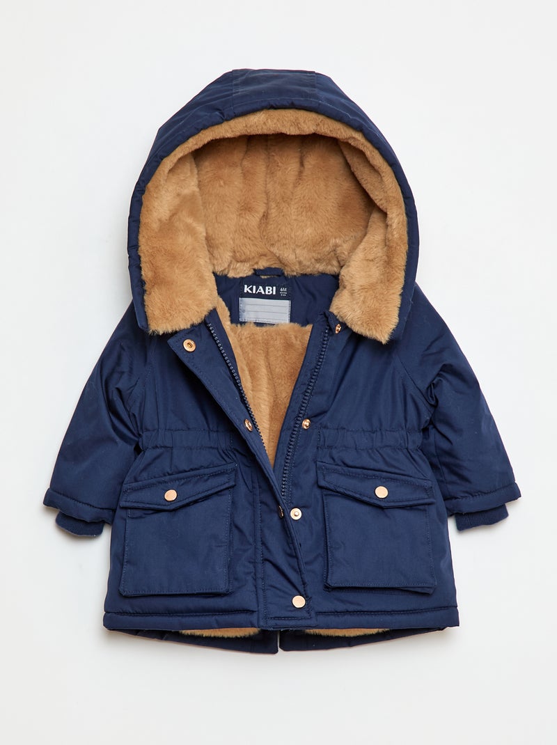 Parka déperlante à capuche Bleu marine - Kiabi
