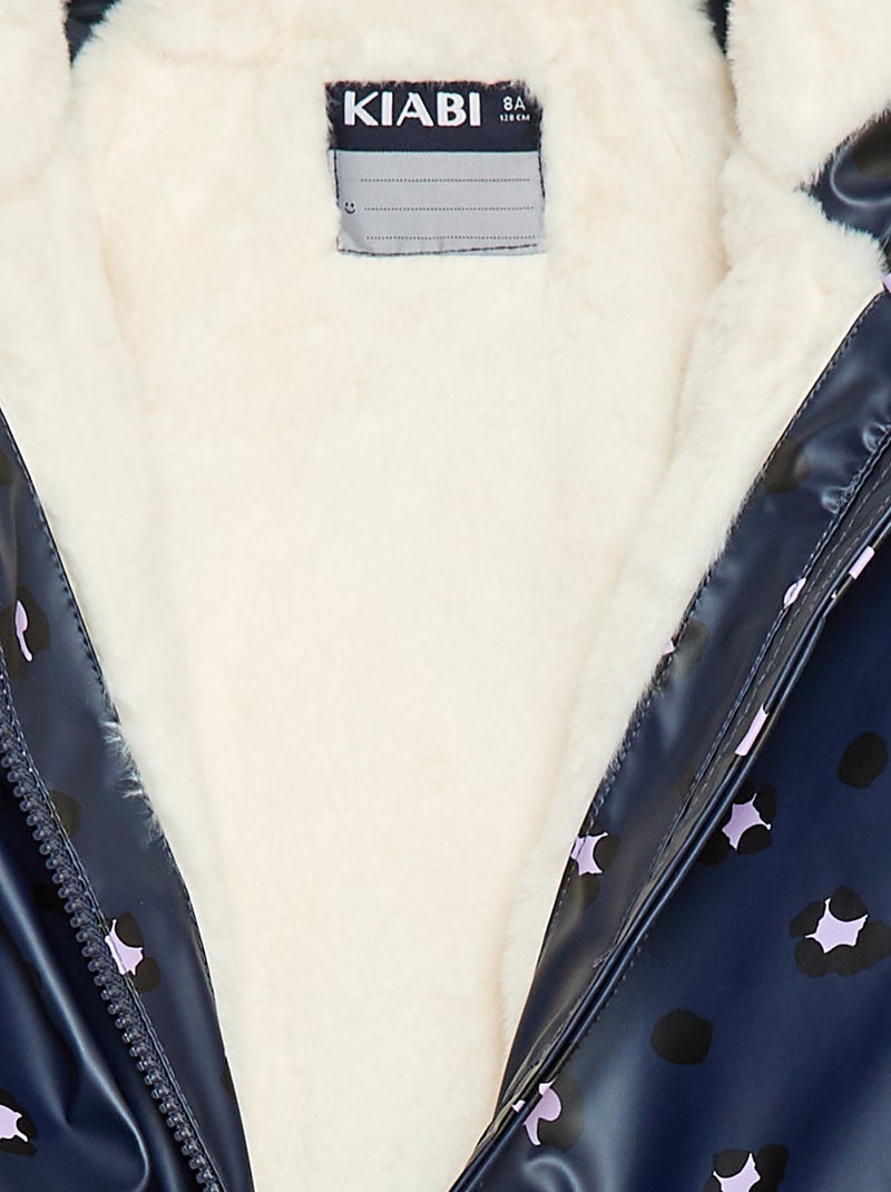 Parka déperlante à capuche entièrement doublée Bleu - Kiabi