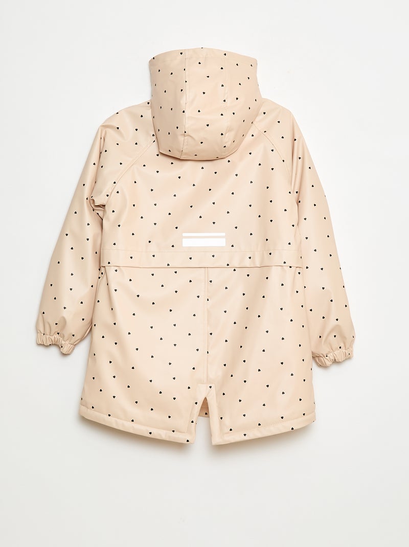Parka déperlante à capuche entièrement doublée Ecru cœur - Kiabi