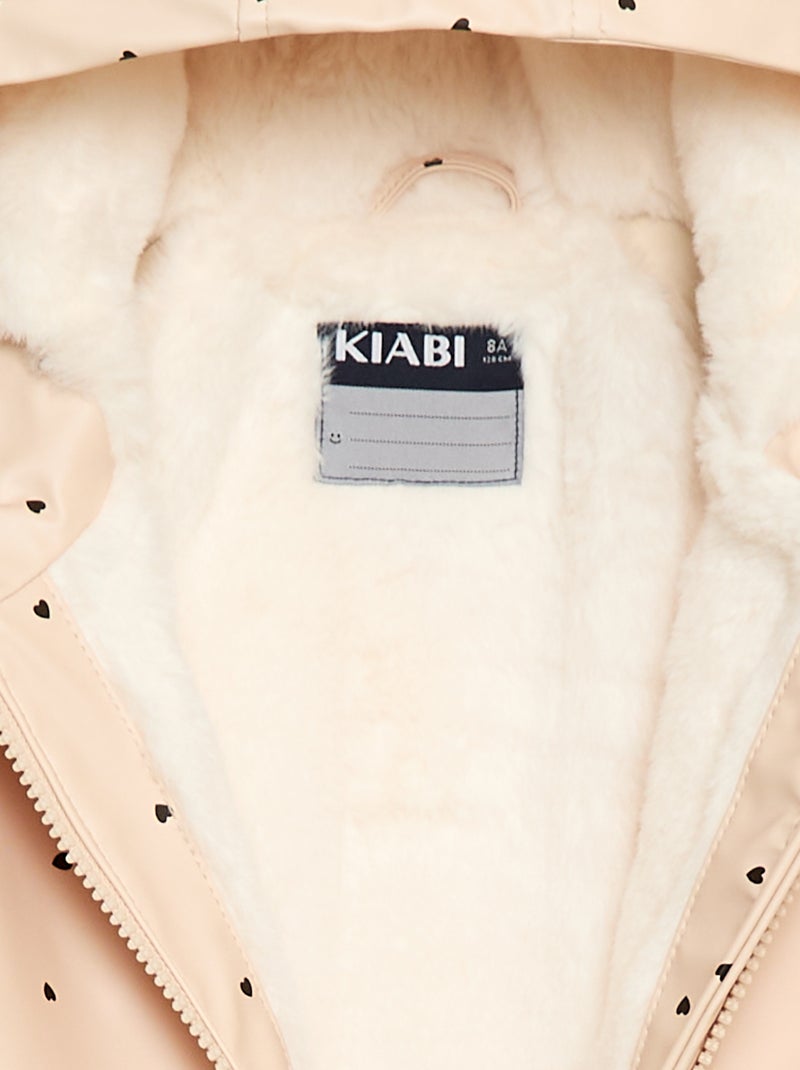 Parka déperlante à capuche entièrement doublée Ecru cœur - Kiabi