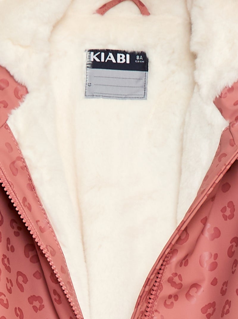 Parka déperlante à capuche entièrement doublée Rose léopard - Kiabi