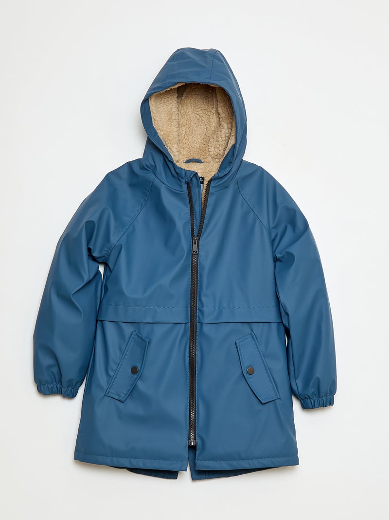 Parka déperlante à capuche moutonnée Bleu - Kiabi
