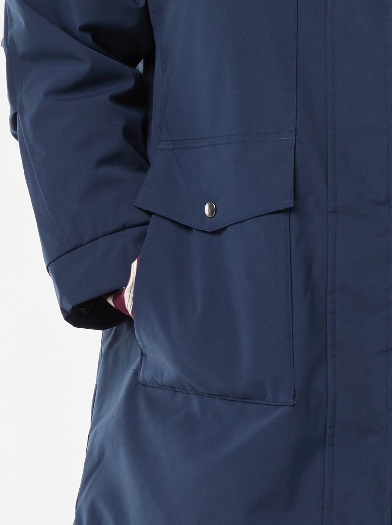 Parka déperlante à capuche moutonnée Bleu marine - Kiabi