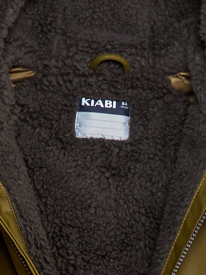 Parka déperlante à capuche moutonnée Kaki - Kiabi