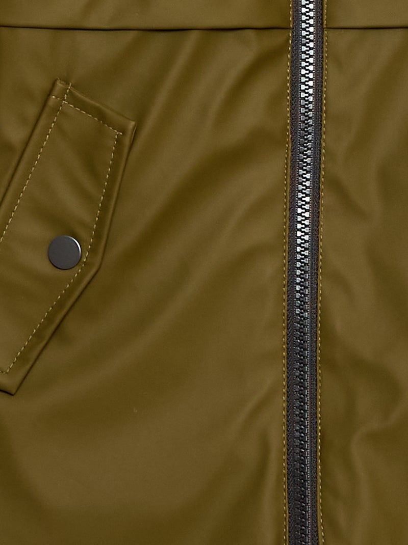 Parka déperlante à capuche moutonnée Kaki - Kiabi