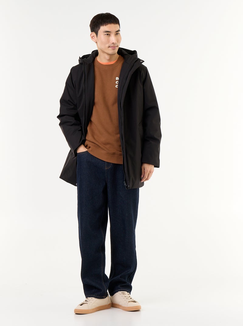 Parka déperlante à capuche Noir - Kiabi