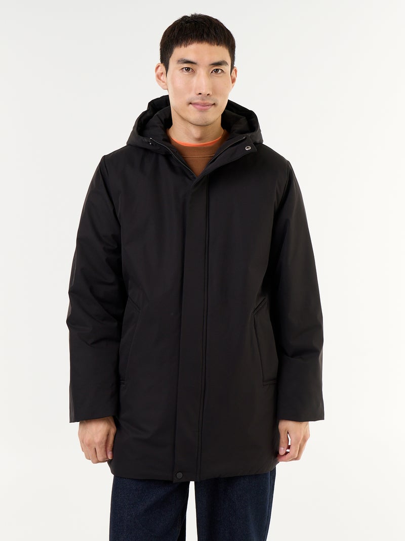 Parka déperlante à capuche Noir - Kiabi