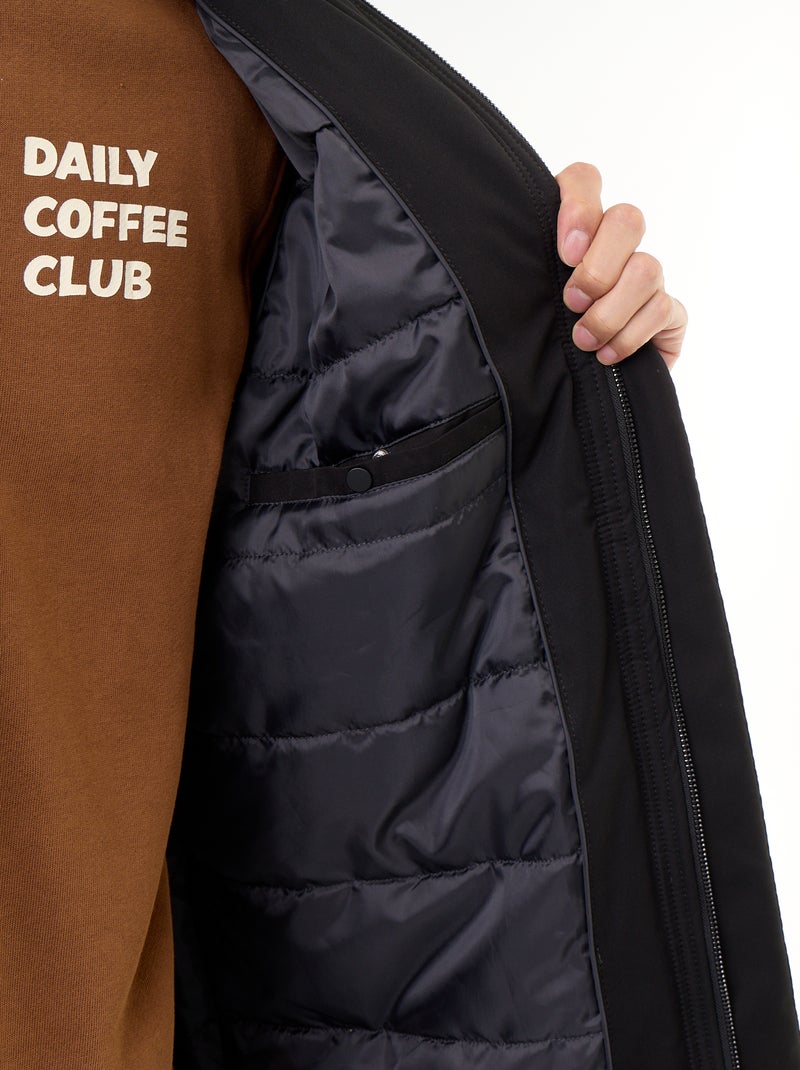 Parka déperlante à capuche Noir - Kiabi