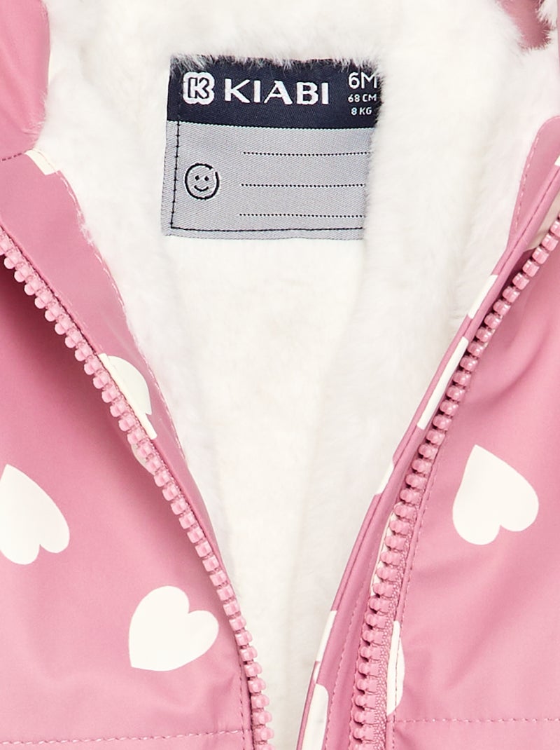 Parka déperlante à capuche Rose - Kiabi