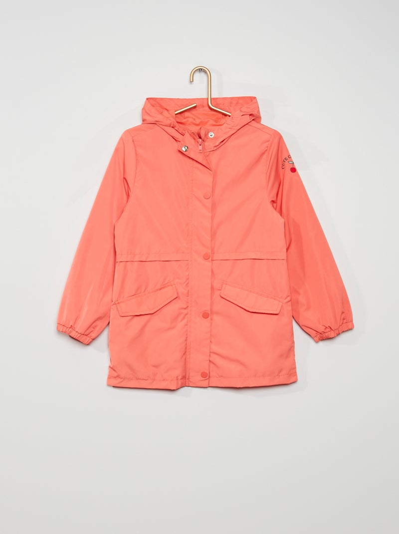 Parka déperlante avec capuche rose - Kiabi