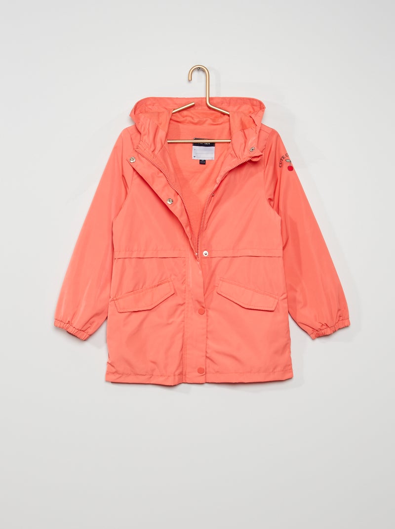 Parka déperlante avec capuche rose - Kiabi