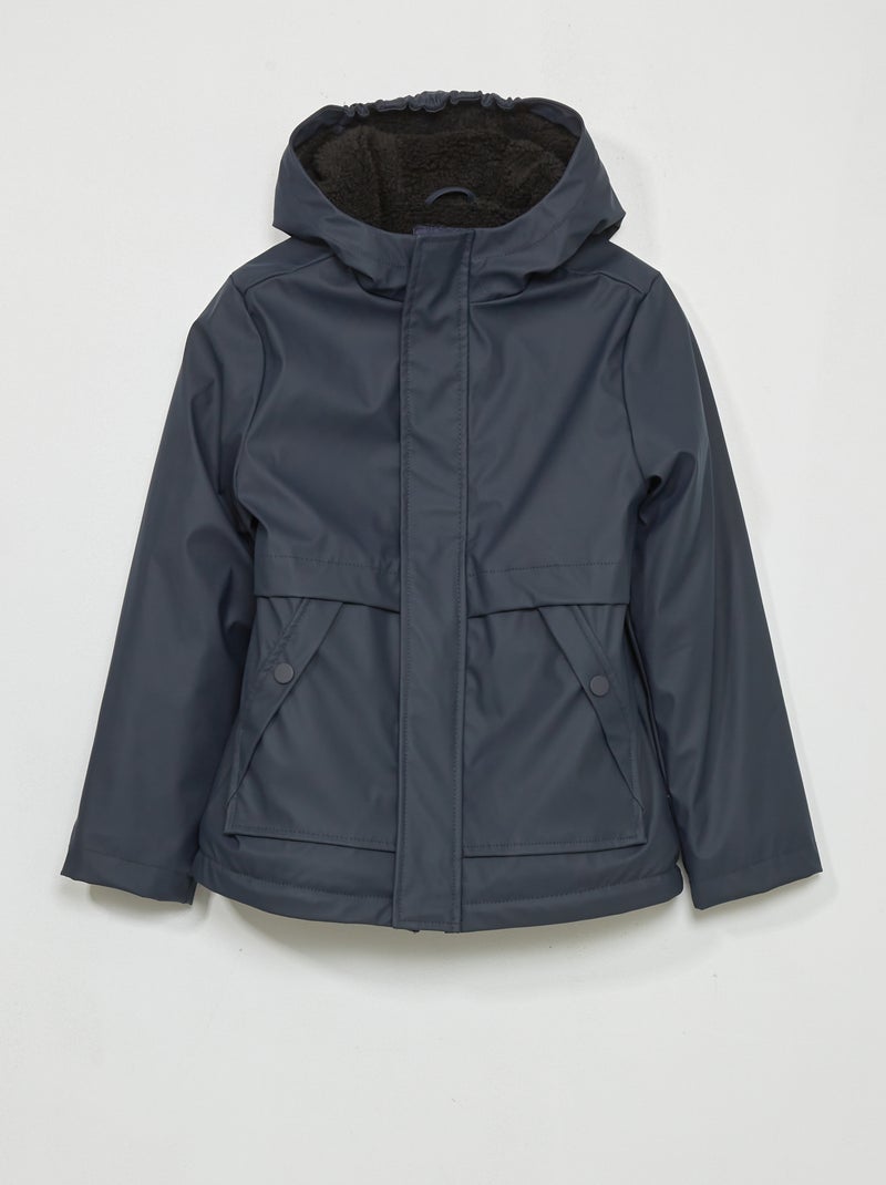 Parka déperlante fourrée bleu marine - Kiabi