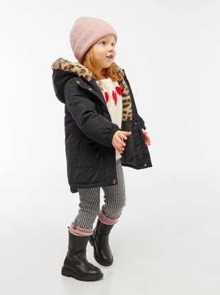 Parka doublé à capuche avec fausse fourrure