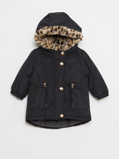 Parka doublé à capuche avec fausse fourrure - Kiabi