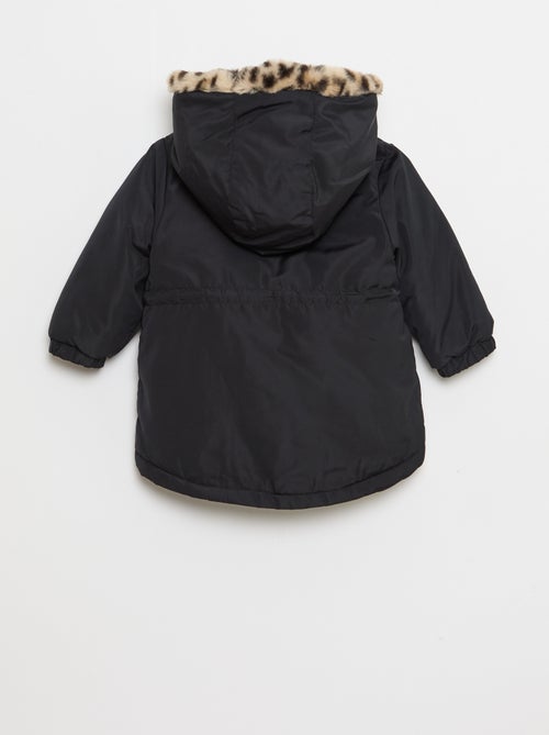Parka doublé à capuche avec fausse fourrure - Kiabi