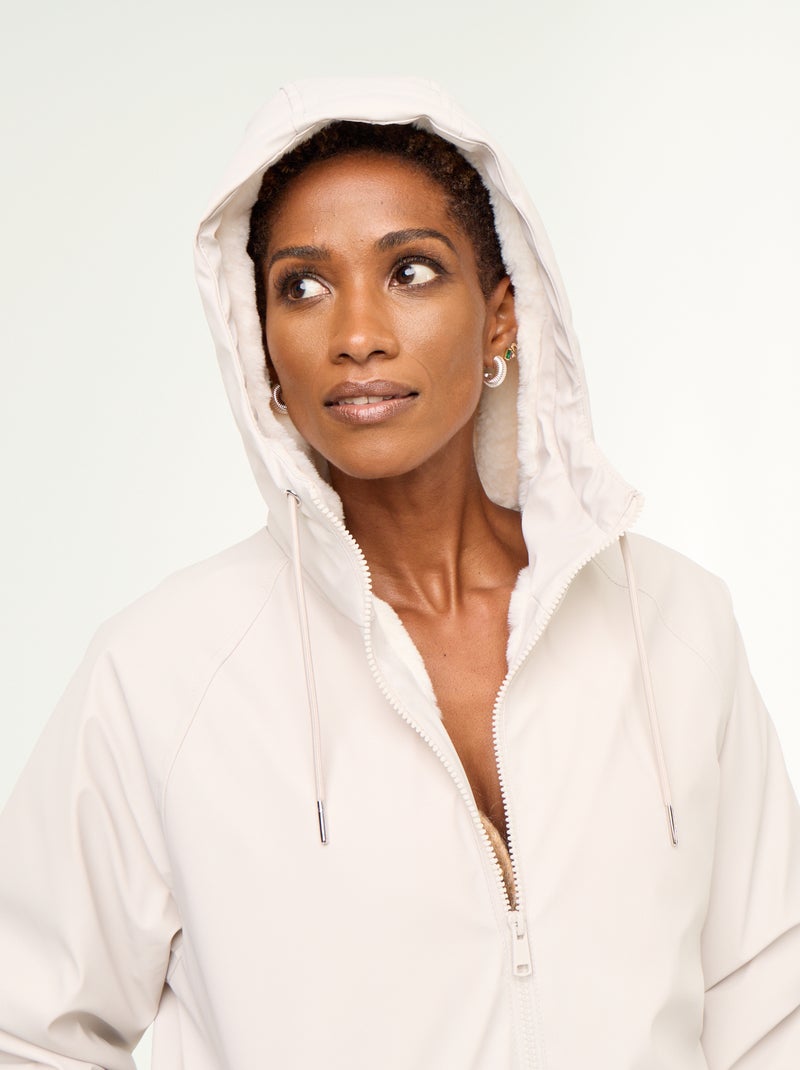 Parka droite doublée en fausse fourrure Gris - Kiabi