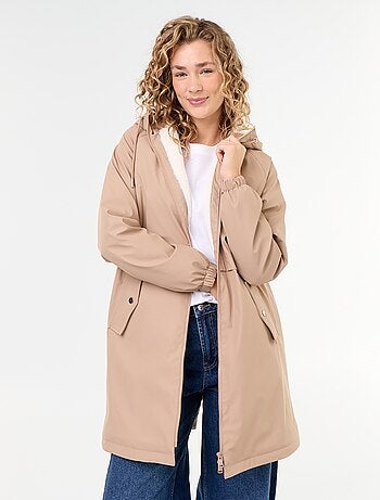 Parka droite doublée en fausse fourrure