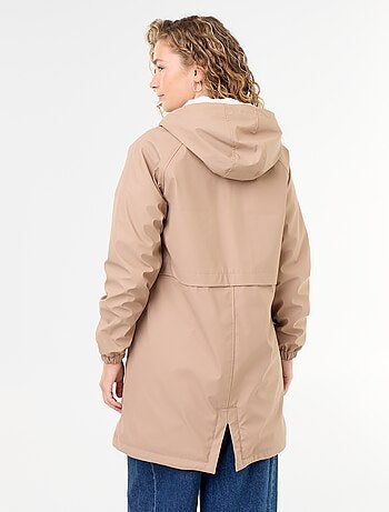 Parka droite doublée en fausse fourrure