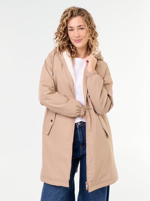 Parka droite doublée en fausse fourrure - Kiabi