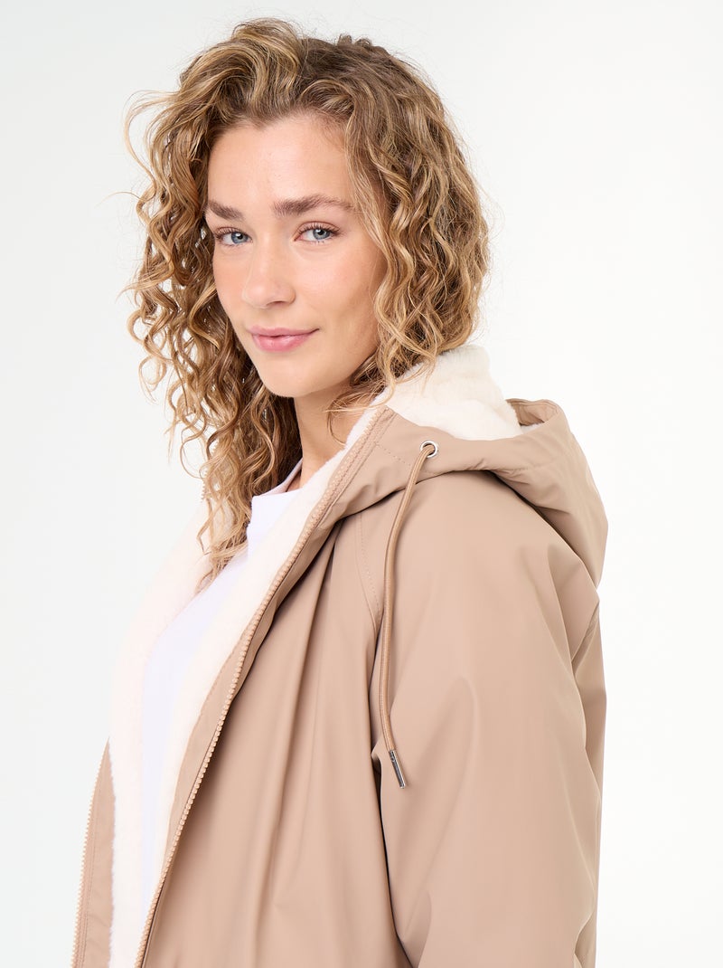 Parka droite doublée en fausse fourrure Marron - Kiabi