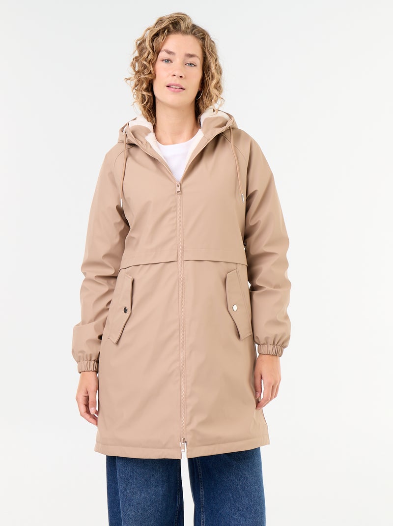 Parka droite doublée en fausse fourrure Marron - Kiabi