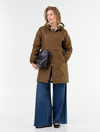 Parka droite doublée en fausse fourrure