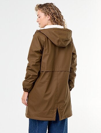 Parka droite doublée en fausse fourrure