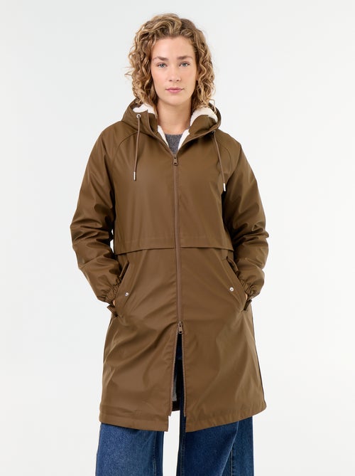 Parka droite doublée en fausse fourrure - Kiabi