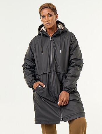Parka droite doublée en fausse fourrure