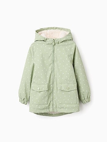 Parka en caoutchouc à capuche avec doublure en sherpa