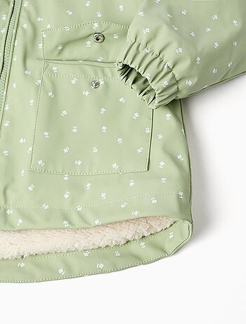 Parka en caoutchouc à capuche avec doublure en sherpa