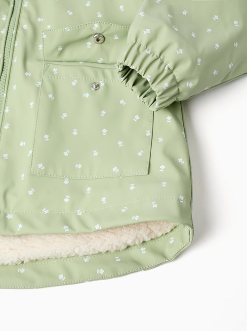 Parka en caoutchouc à capuche avec doublure en sherpa - Kiabi