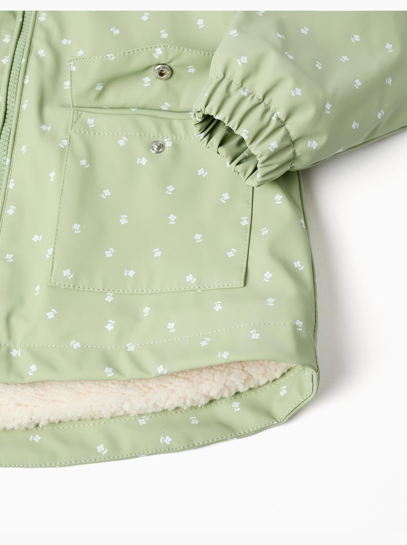 Parka en caoutchouc à capuche avec doublure en sherpa Vert clair - Kiabi