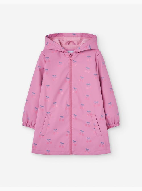 Parka en caoutchouc à capuche avec imprimé cerise - Kiabi Parka en caoutchouc à capuche avec imprimé cerise - Kiabi