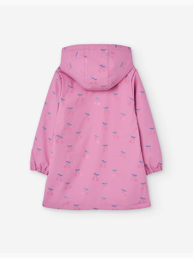 Parka en caoutchouc à capuche avec imprimé cerise Rose foncé - Kiabi
