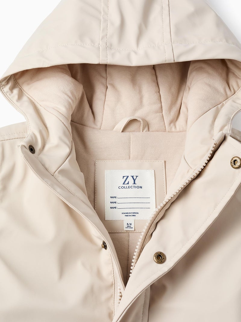 Parka en Caoutchouc à Capuche et Doublure en Jersey Gris clair - Kiabi