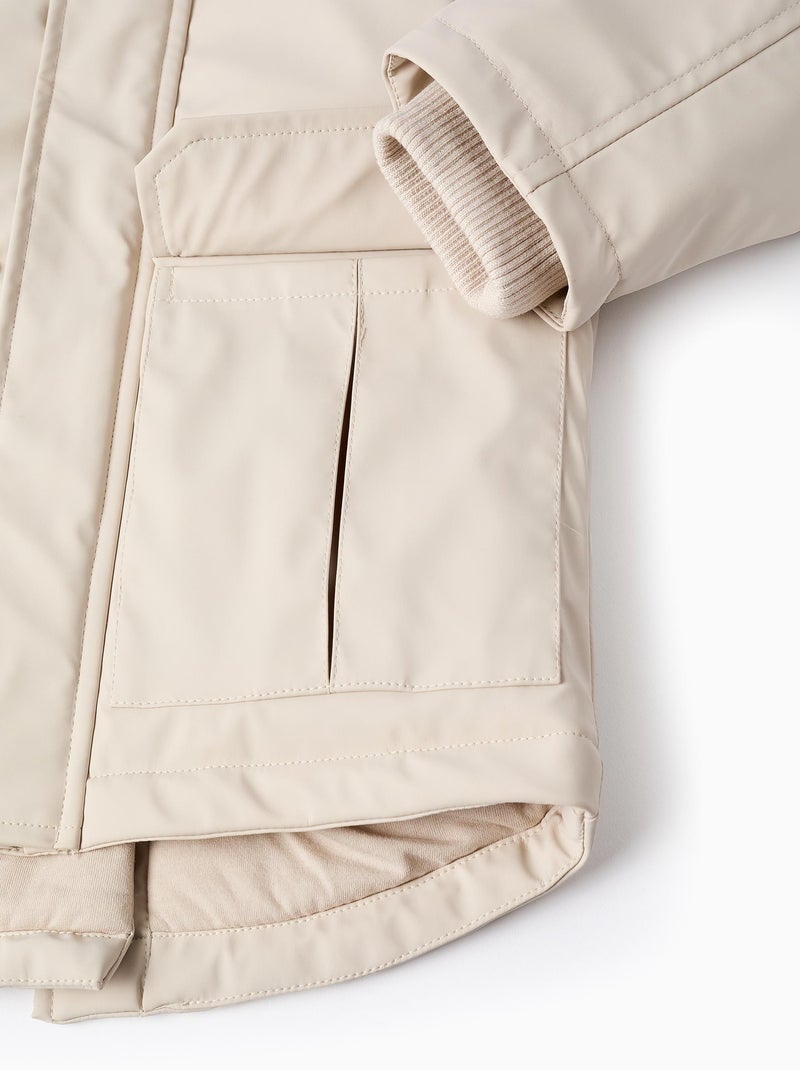 Parka en Caoutchouc à Capuche et Doublure en Jersey Gris clair - Kiabi