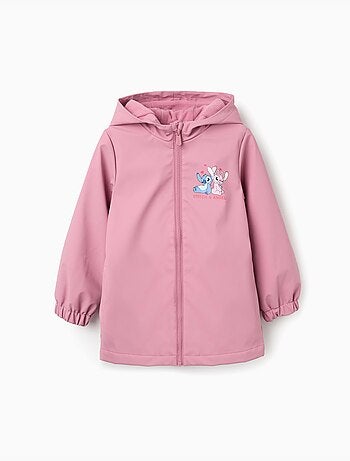 Parka en caoutchouc à capuche et imprimé Stitch