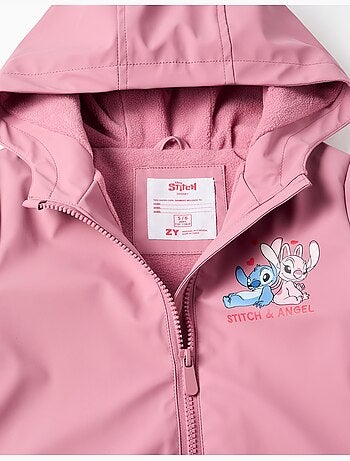 Parka en caoutchouc à capuche et imprimé Stitch