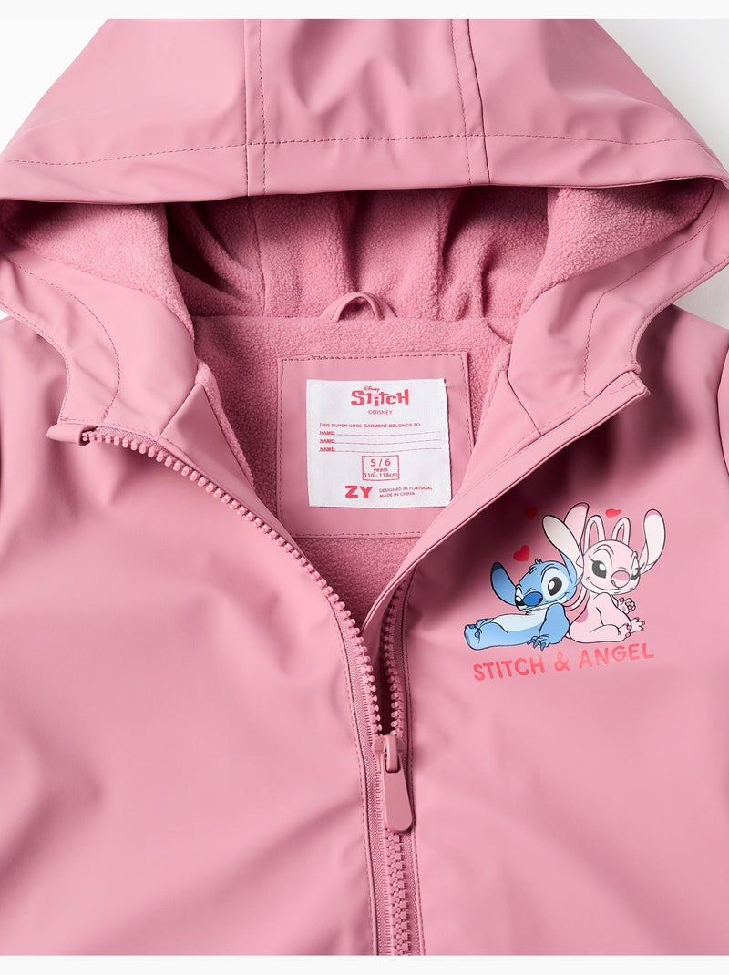 Parka en caoutchouc à capuche et imprimé Stitch Rose foncé - Kiabi